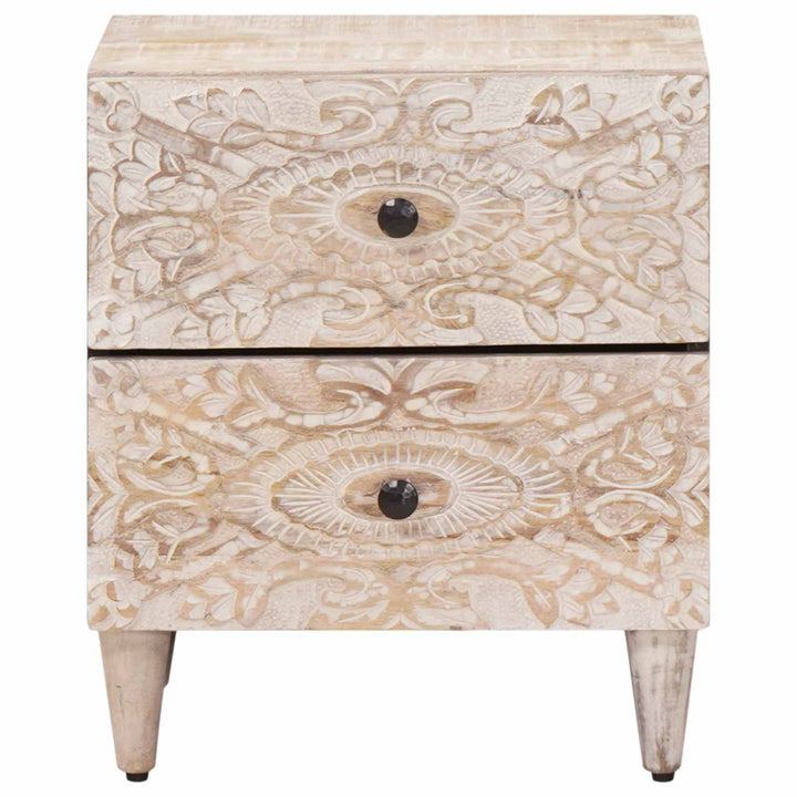 Natskab 2 pcs Hvid 40 x 33,5 x 46 cm Massivt mangotræ