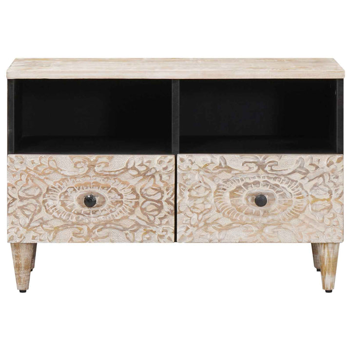 TV-skab med opbevaring Hvid 70 x 33,5 x 46 cm Massivt mangotræ