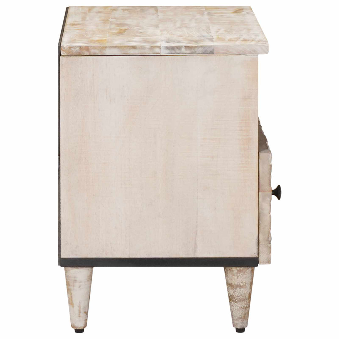 TV-skab med opbevaring Hvid 70 x 33,5 x 46 cm Massivt mangotræ