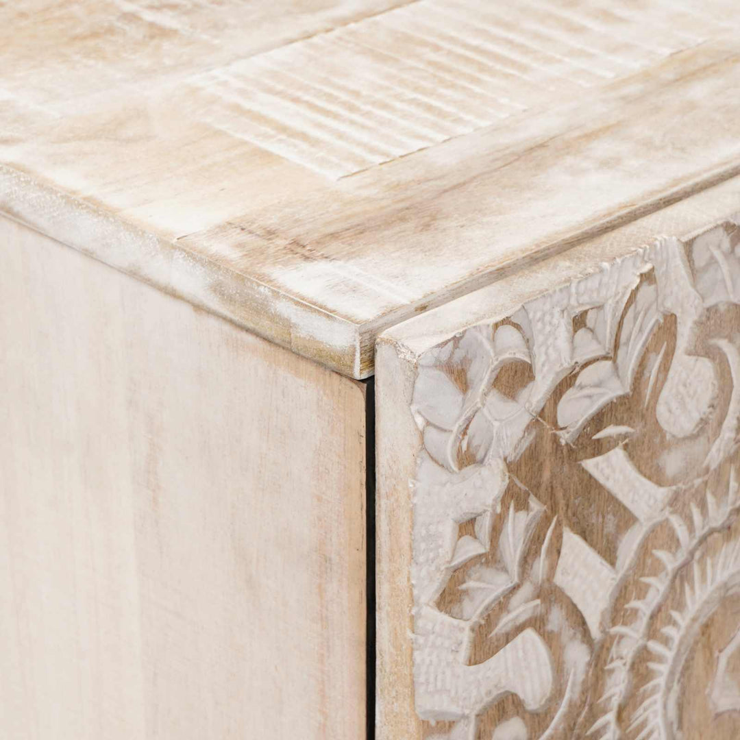 Opbevarings Sideboard Hvid 60 x 33,5 x 75 cm Massivt mangotræ