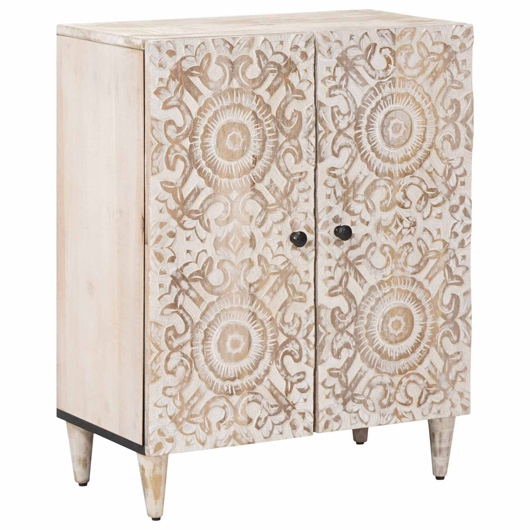 Opbevarings Sideboard Hvid 60 x 33,5 x 75 cm Massivt mangotræ