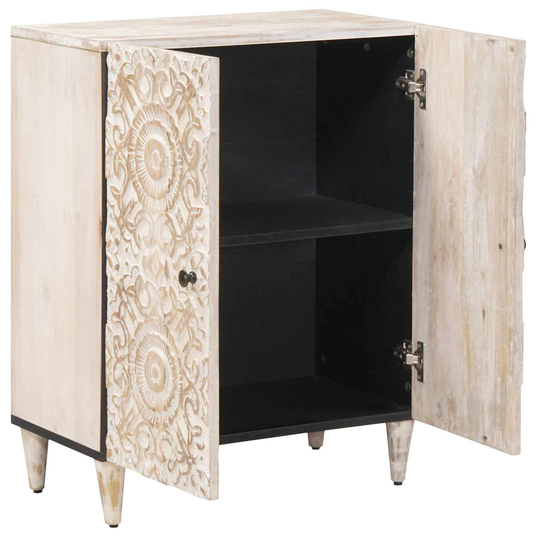 Opbevarings Sideboard Hvid 60 x 33,5 x 75 cm Massivt mangotræ