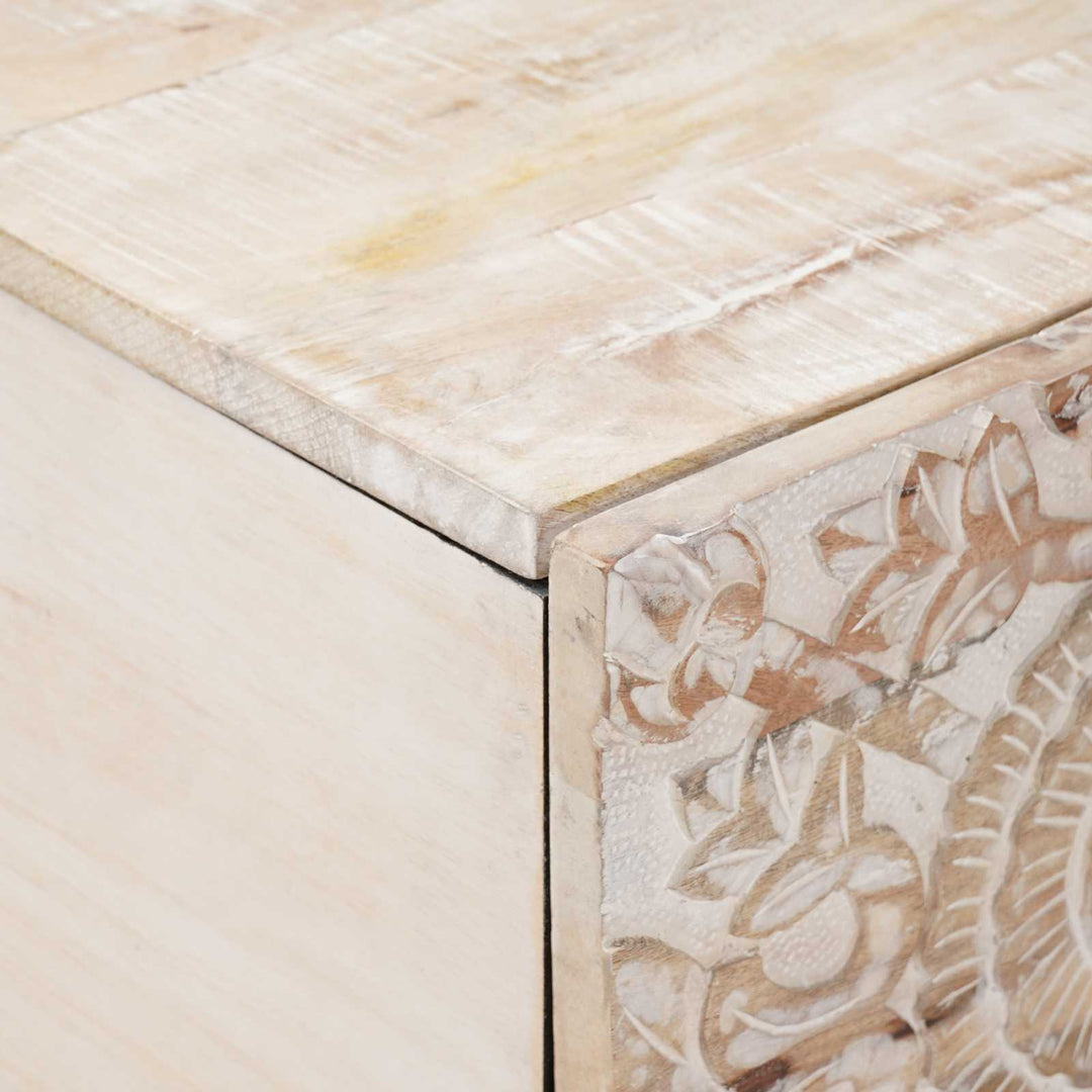 Sofabord Hvid 80 x 50 x 40 cm Massivt mangotræ