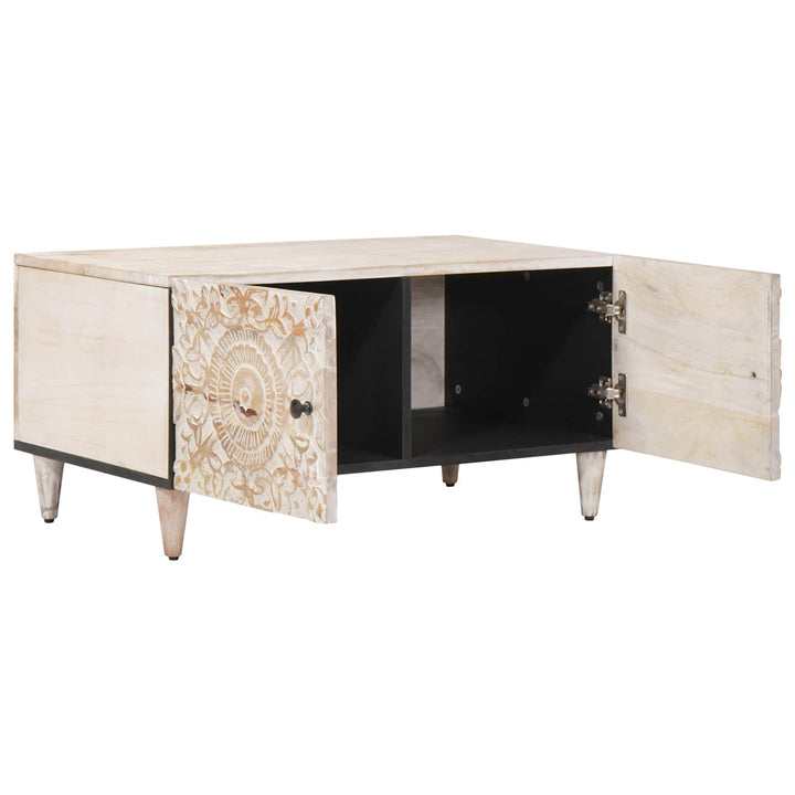 Sofabord Hvid 80 x 50 x 40 cm Massivt mangotræ
