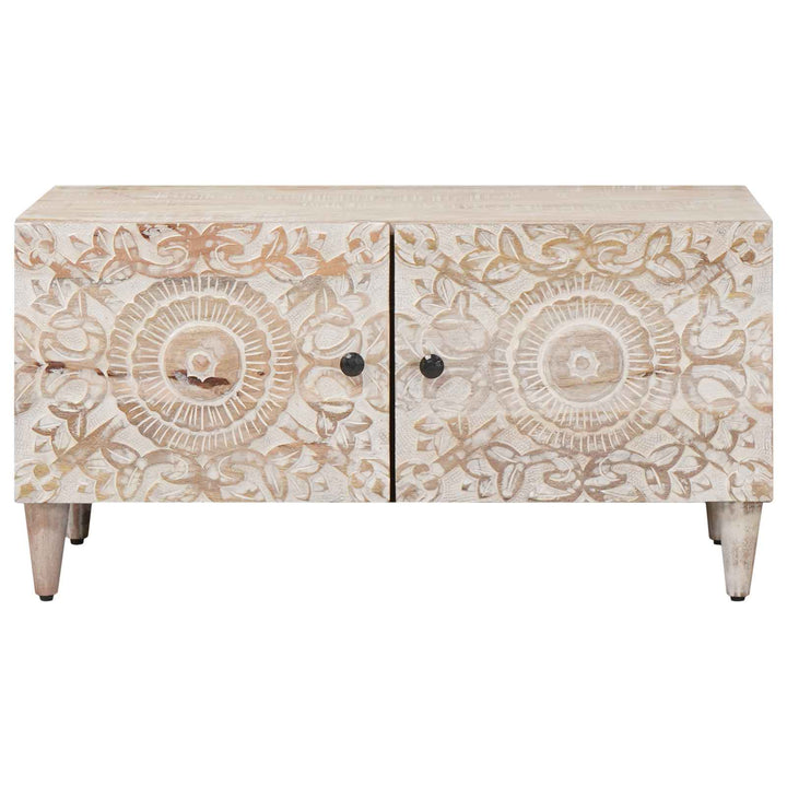 Sofabord Hvid 80 x 50 x 40 cm Massivt mangotræ