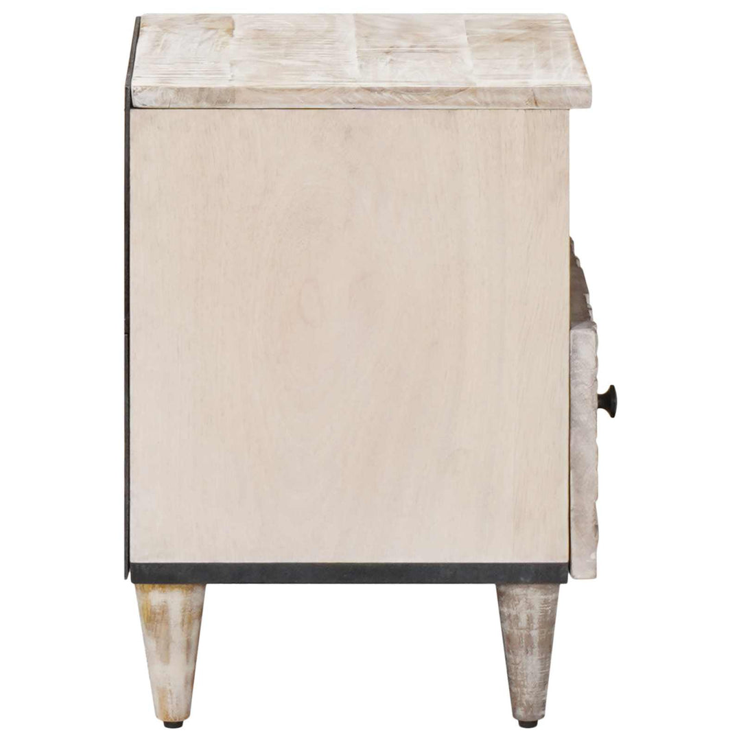 Sengekabinett 2 pcs Hvid 40 x 33 x 46 cm Massivt mangotræ