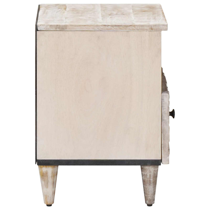 Sengekabinett 2 pcs Hvid 40 x 33 x 46 cm Massivt mangotræ