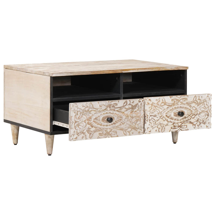 Sofabord med skuffe Hvid 80 x 54 x 40 cm Massivt mangotræ