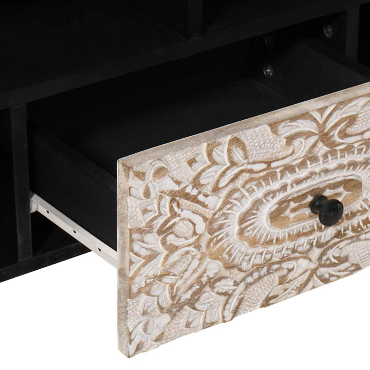 TV-skab med skuffe Hvid 100 x 33,5 x 46 cm Massivt mangotræ