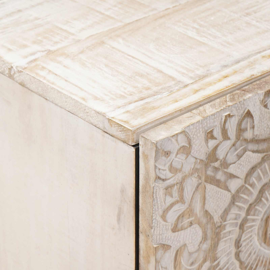 Sideboard med dør Hvid 40 x 33,5 x 75 cm Massivt mangotræ