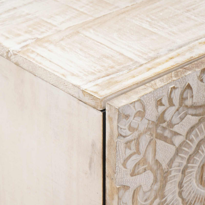 Sideboard med dør Hvid 40 x 33,5 x 75 cm Massivt mangotræ