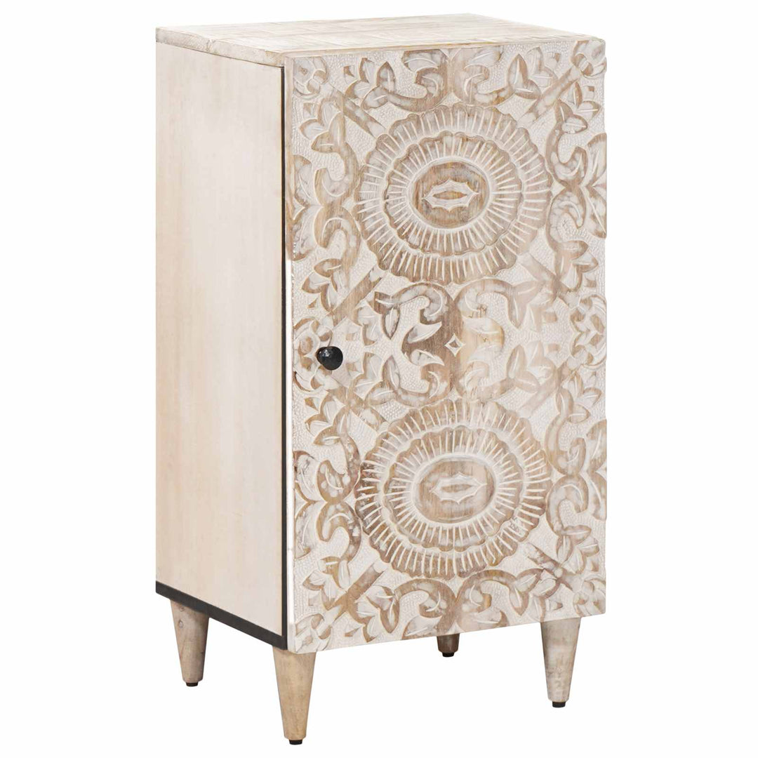 Sideboard med dør Hvid 40 x 33,5 x 75 cm Massivt mangotræ