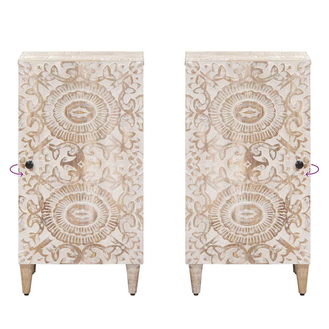Sideboard med dør Hvid 40 x 33,5 x 75 cm Massivt mangotræ