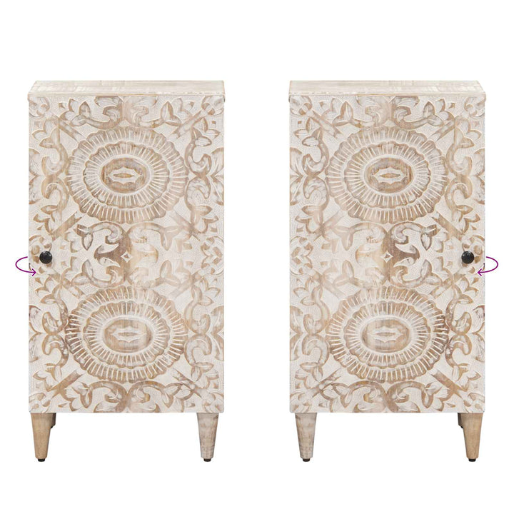 Sideboard med dør Hvid 40 x 33,5 x 75 cm Massivt mangotræ