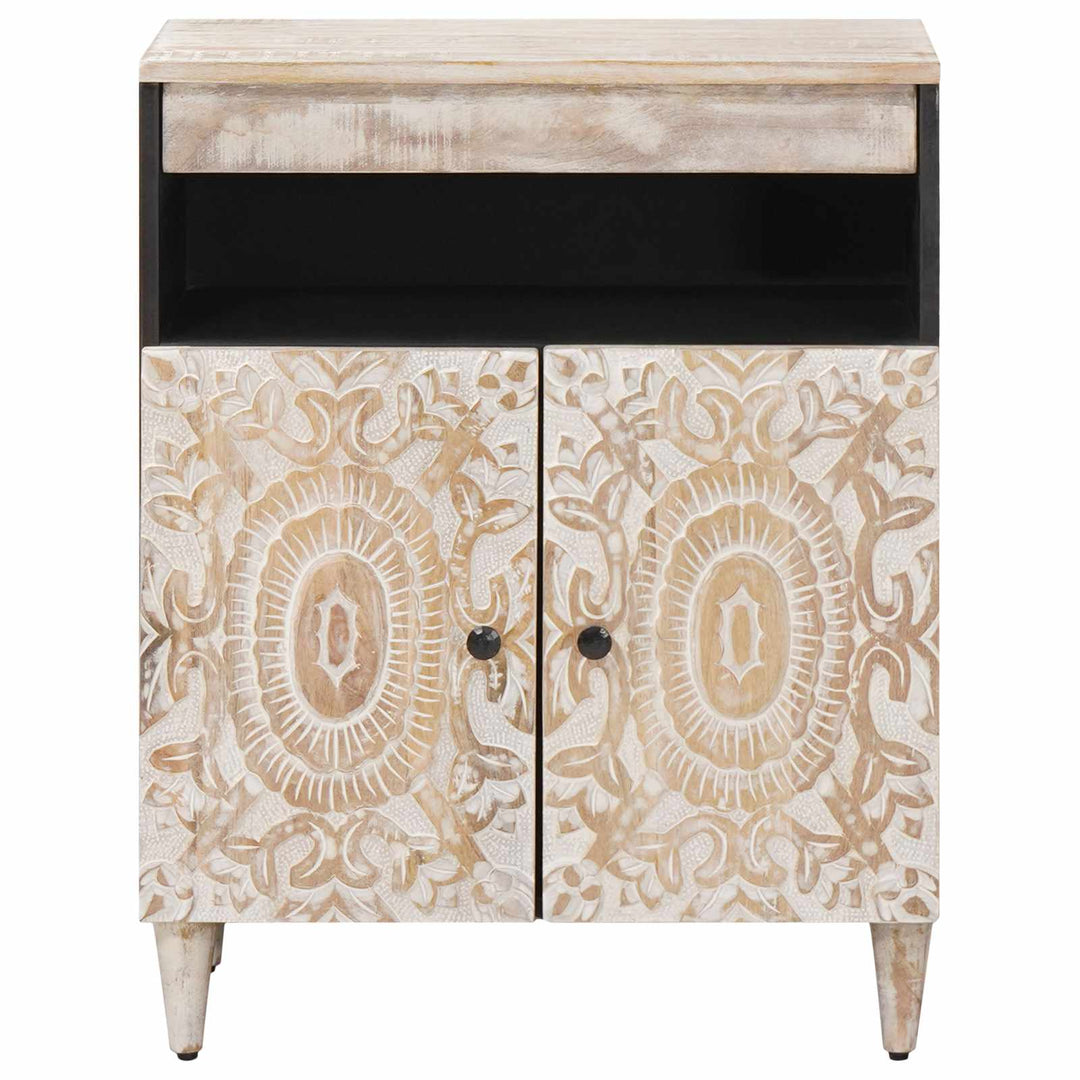 Sideboard med dør Hvid 60 x 33,5 x 75 cm Massivt mangotræ