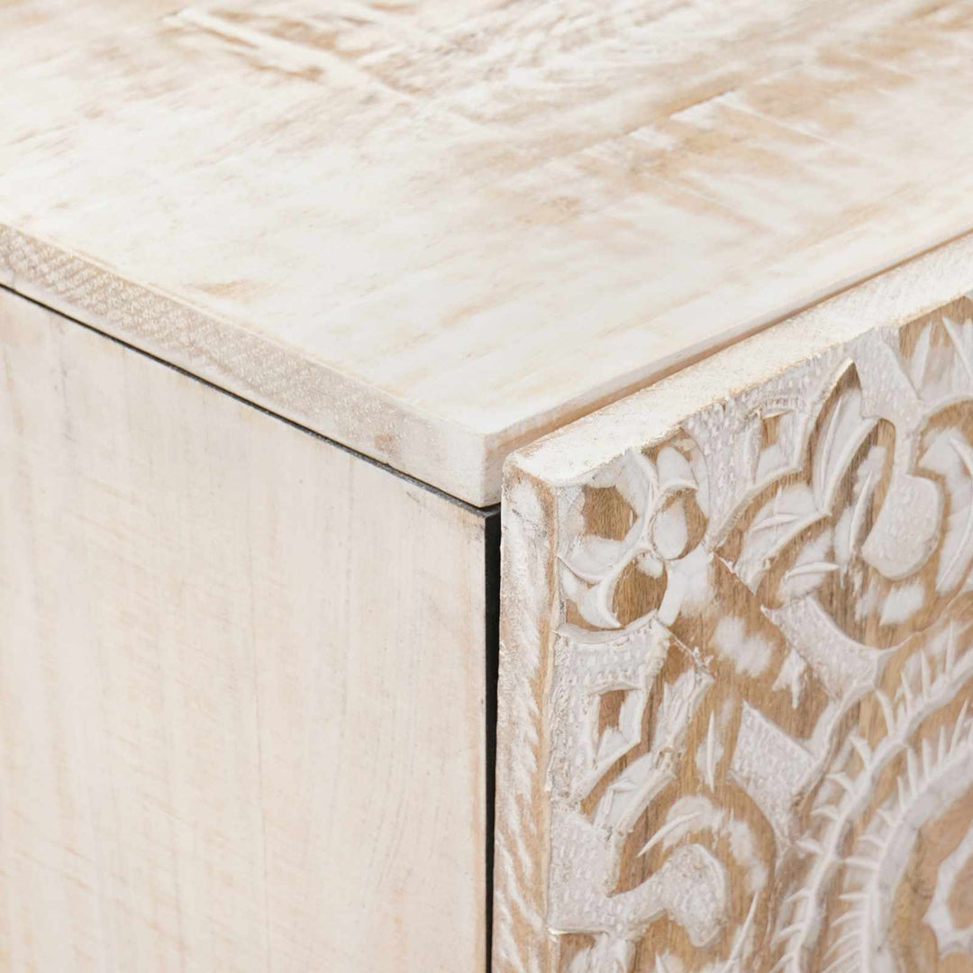 Sideboard med dør Hvid 60 x 33,5 x 75 cm Massivt mangotræ