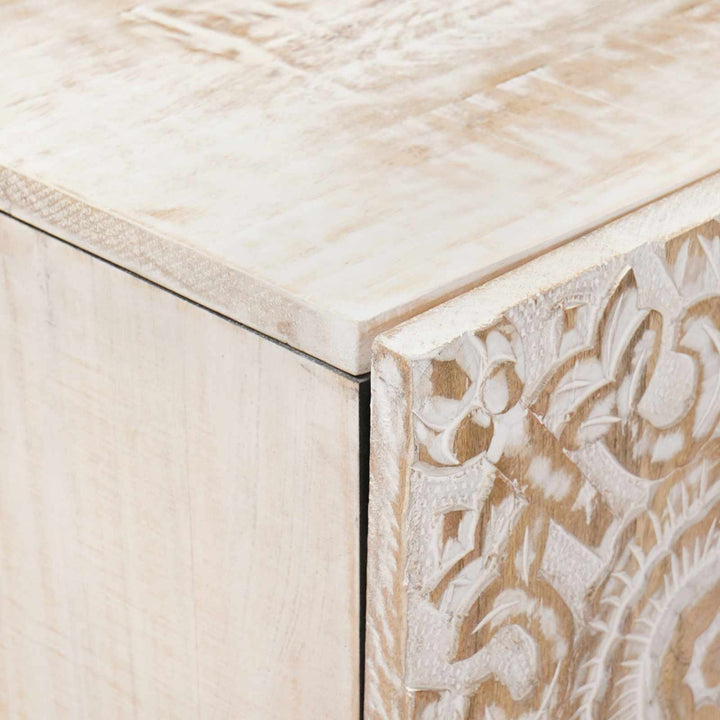 Sideboard med dør Hvid 60 x 33,5 x 75 cm Massivt mangotræ