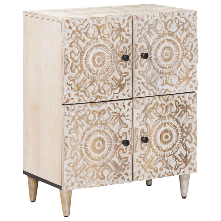 Sideboard med dør Hvid 60 x 33,5 x 75 cm Massivt mangotræ