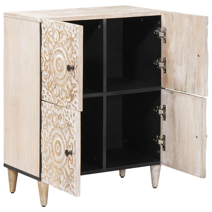 Sideboard med dør Hvid 60 x 33,5 x 75 cm Massivt mangotræ