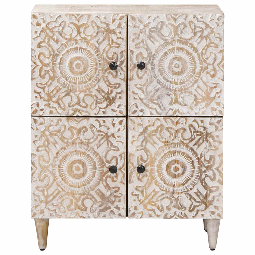 Sideboard med dør Hvid 60 x 33,5 x 75 cm Massivt mangotræ