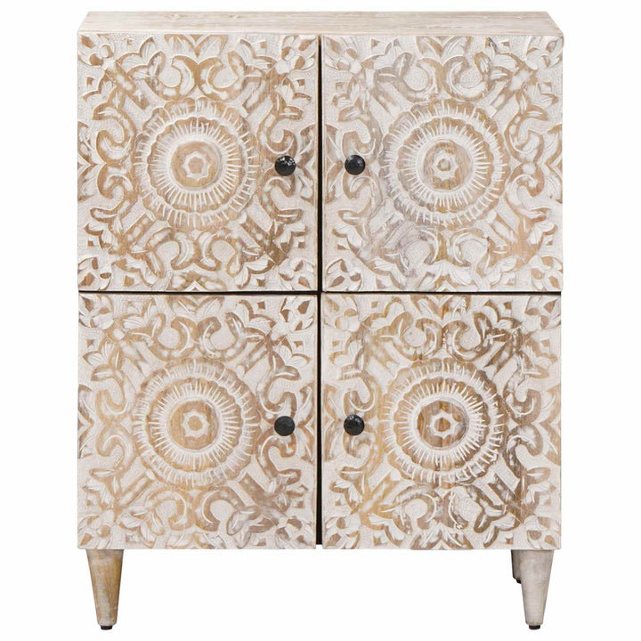 Sideboard med dør Hvid 60 x 33,5 x 75 cm Massivt mangotræ