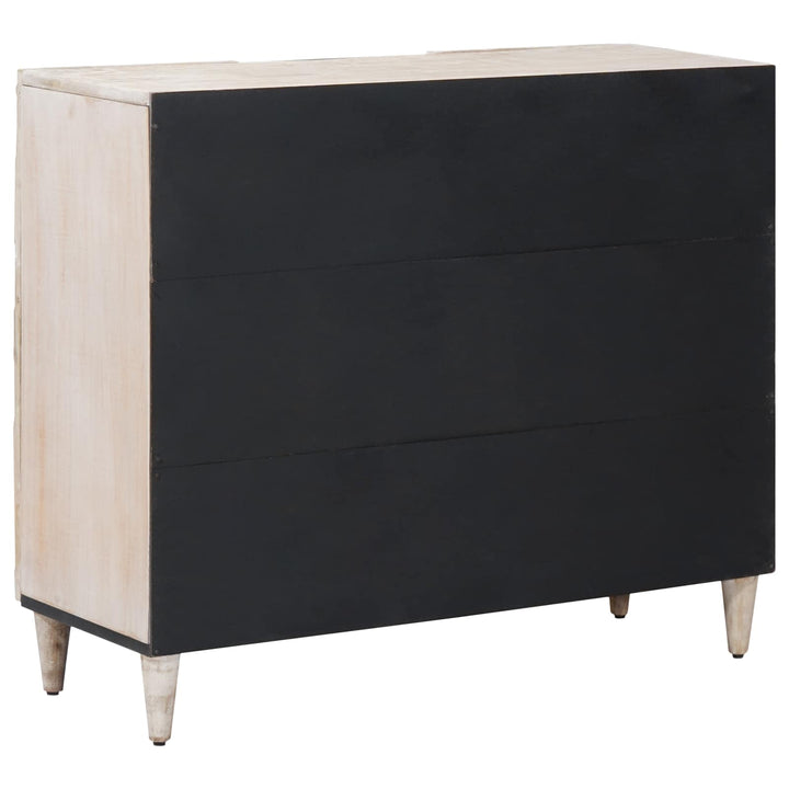 Sideboard med hylde Hvid 90 x 33,5 x 75 cm Massivt mangotræ