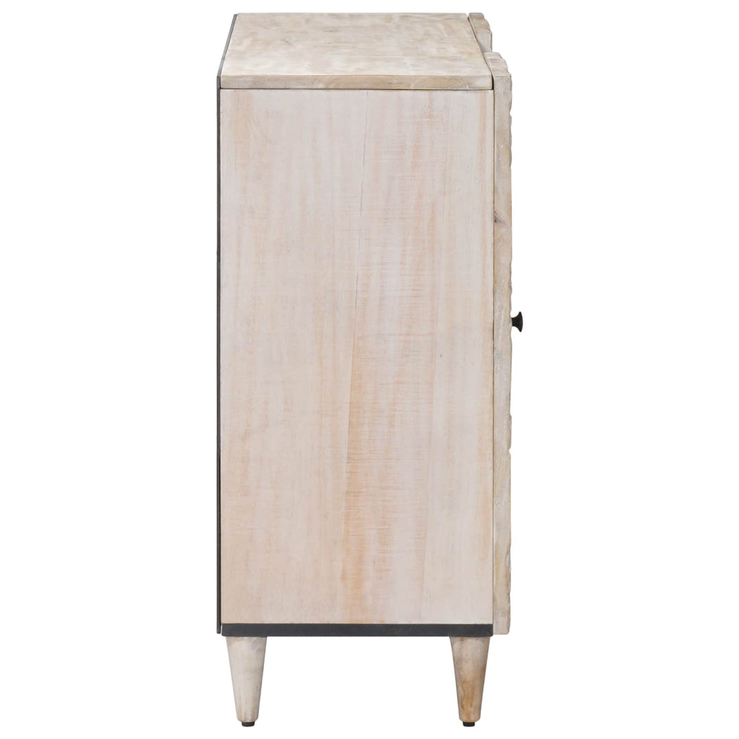 Sideboard med hylde Hvid 90 x 33,5 x 75 cm Massivt mangotræ