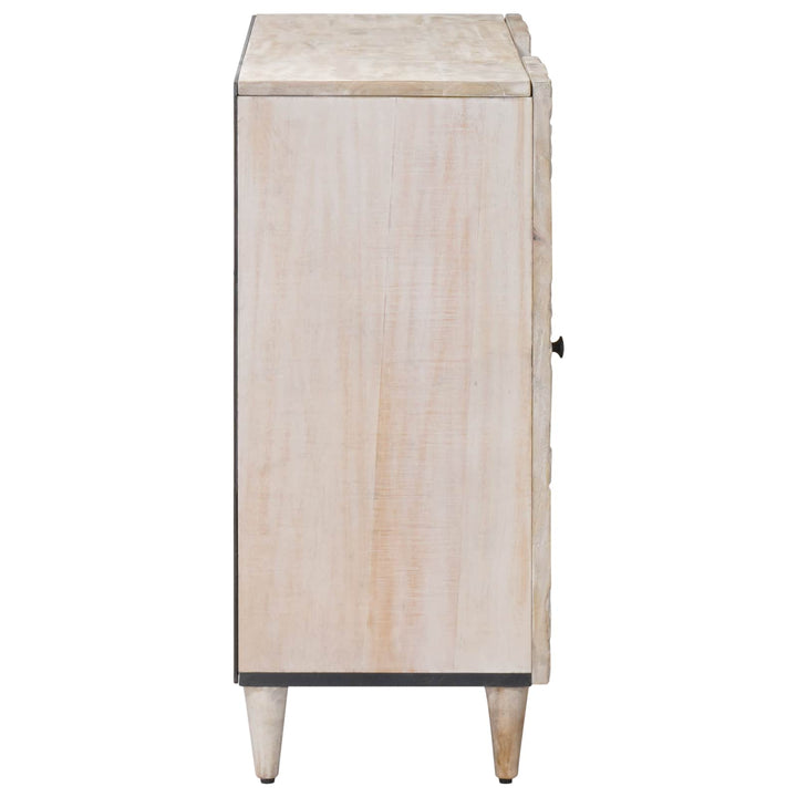 Sideboard med hylde Hvid 90 x 33,5 x 75 cm Massivt mangotræ