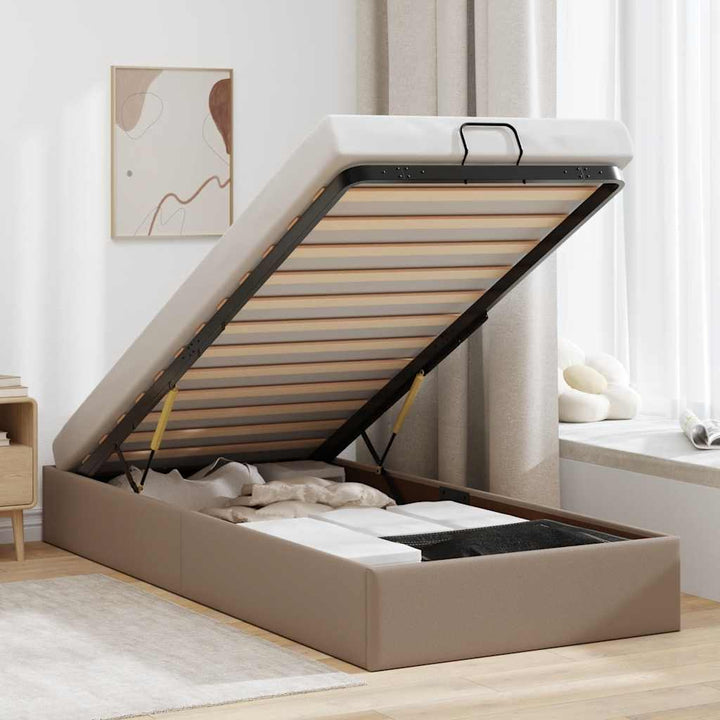 osmannisk sengeramme uden madras 90x190 cm kunstlæder cappucino