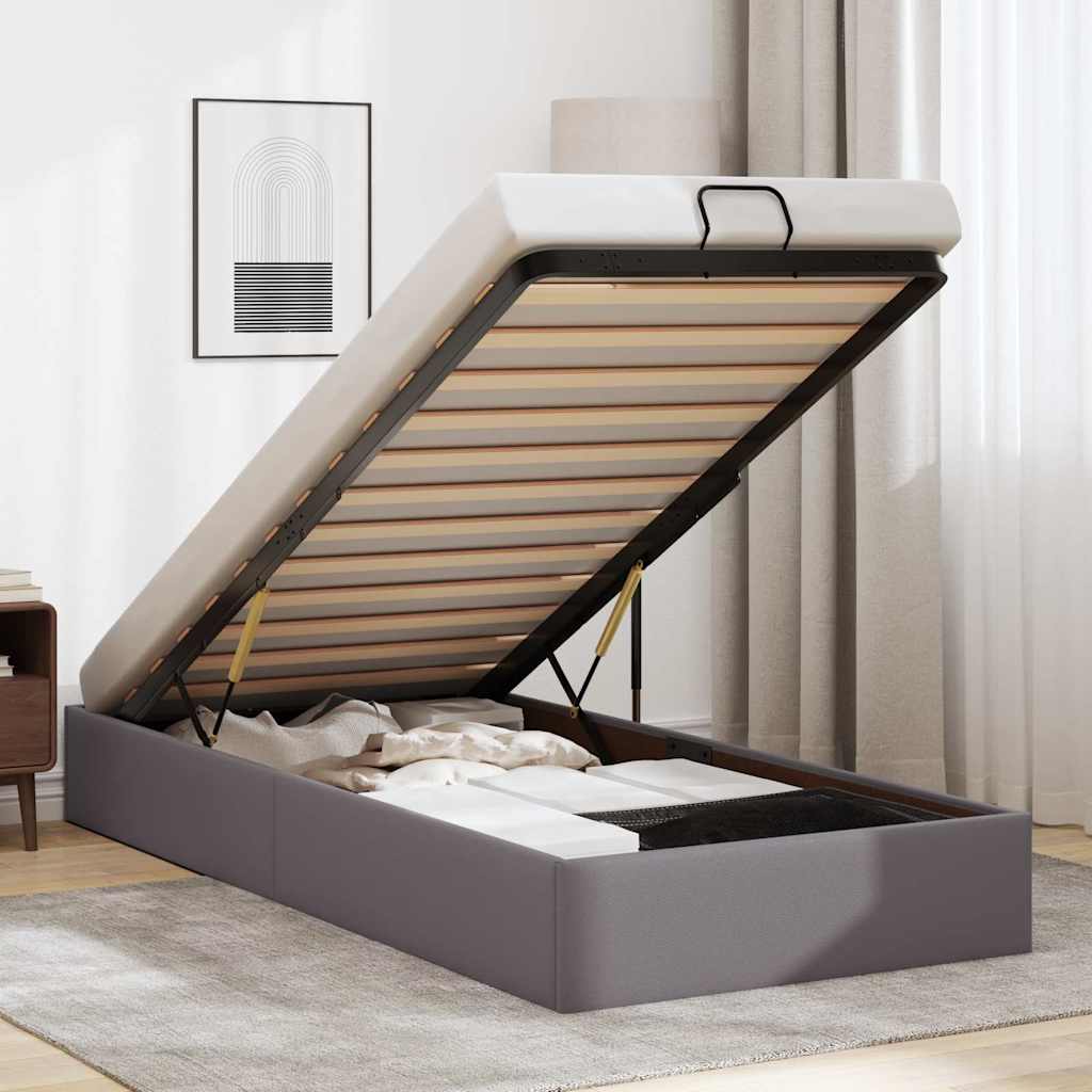 osmannisk sengeramme uden madras 100x200 cm kunstlæder grå