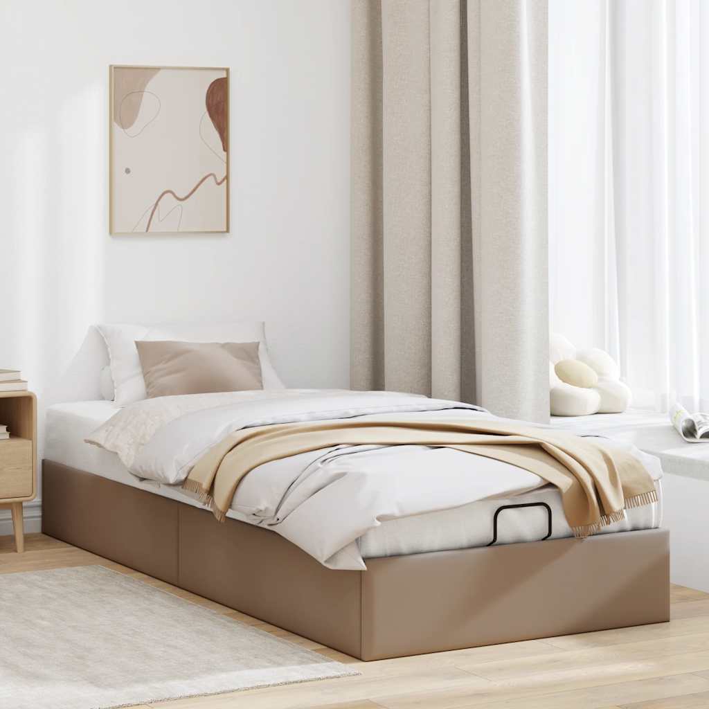 osmannisk sengeramme uden madras 100x200cm kunstlæder cappucino