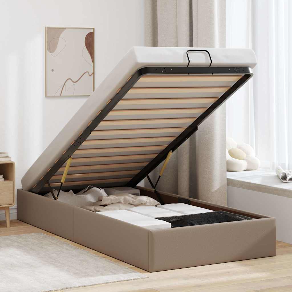 osmannisk sengeramme uden madras 100x200cm kunstlæder cappucino