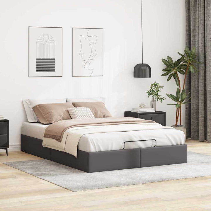 osmannisk sengeramme uden madras 140x190 cm kunstlæder grå