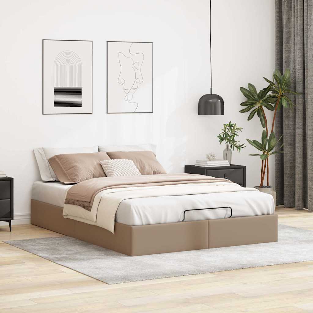 osmannisk sengeramme uden madras 140x200cm kunstlæder cappucino