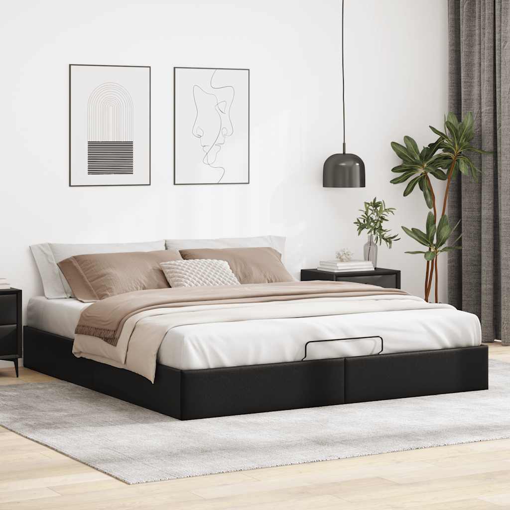osmannisk sengeramme uden madras 160x200 cm kunstlæder sort