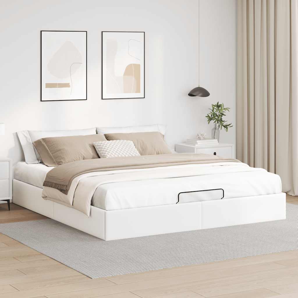 osmannisk sengeramme uden madras 160x200 cm kunstlæder hvid