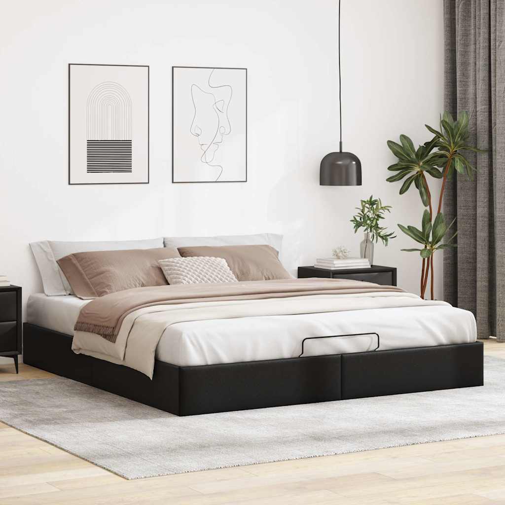 osmannisk sengeramme uden madras 180x200 cm kunstlæder sort