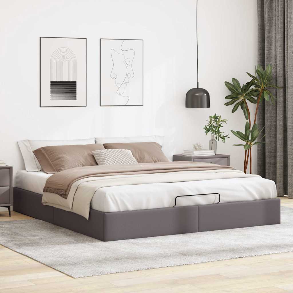 osmannisk sengeramme uden madras 180x200 cm kunstlæder grå