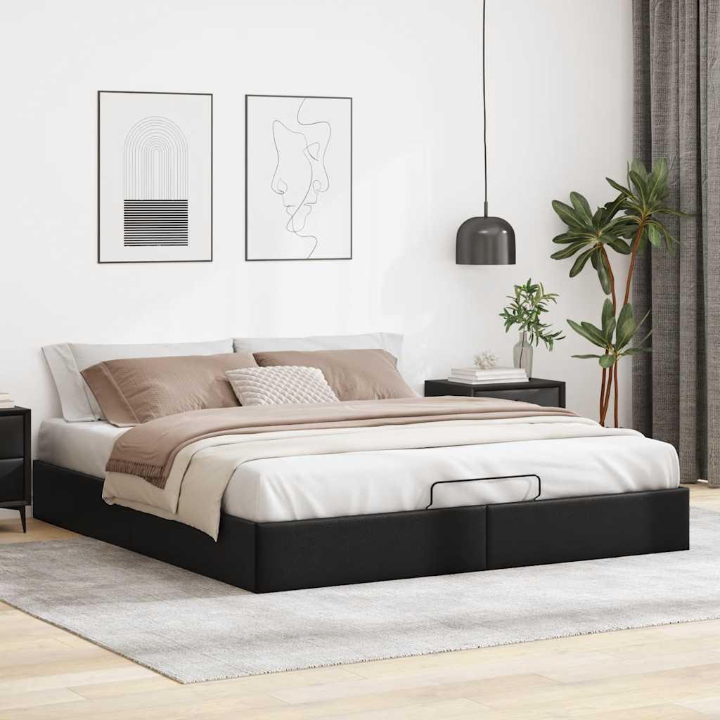 osmannisk sengeramme uden madras 200x200 cm kunstlæder sort