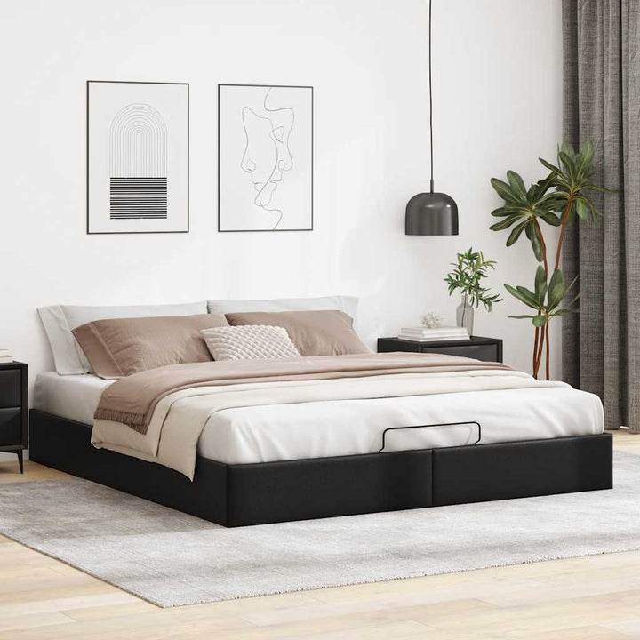 osmannisk sengeramme uden madras 200x200 cm kunstlæder sort