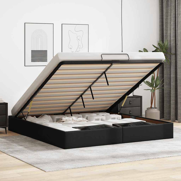 osmannisk sengeramme uden madras 200x200 cm kunstlæder sort