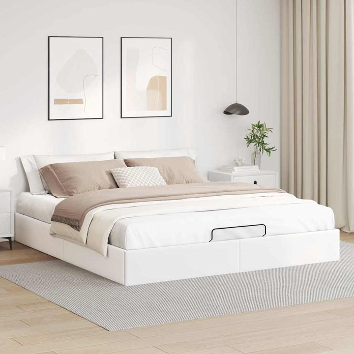 osmannisk sengeramme uden madras 200x200 cm kunstlæder hvid