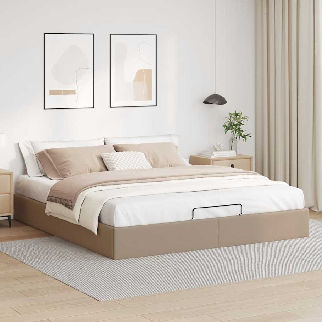 osmannisk sengeramme uden madras 200x200cm kunstlæder cappucino