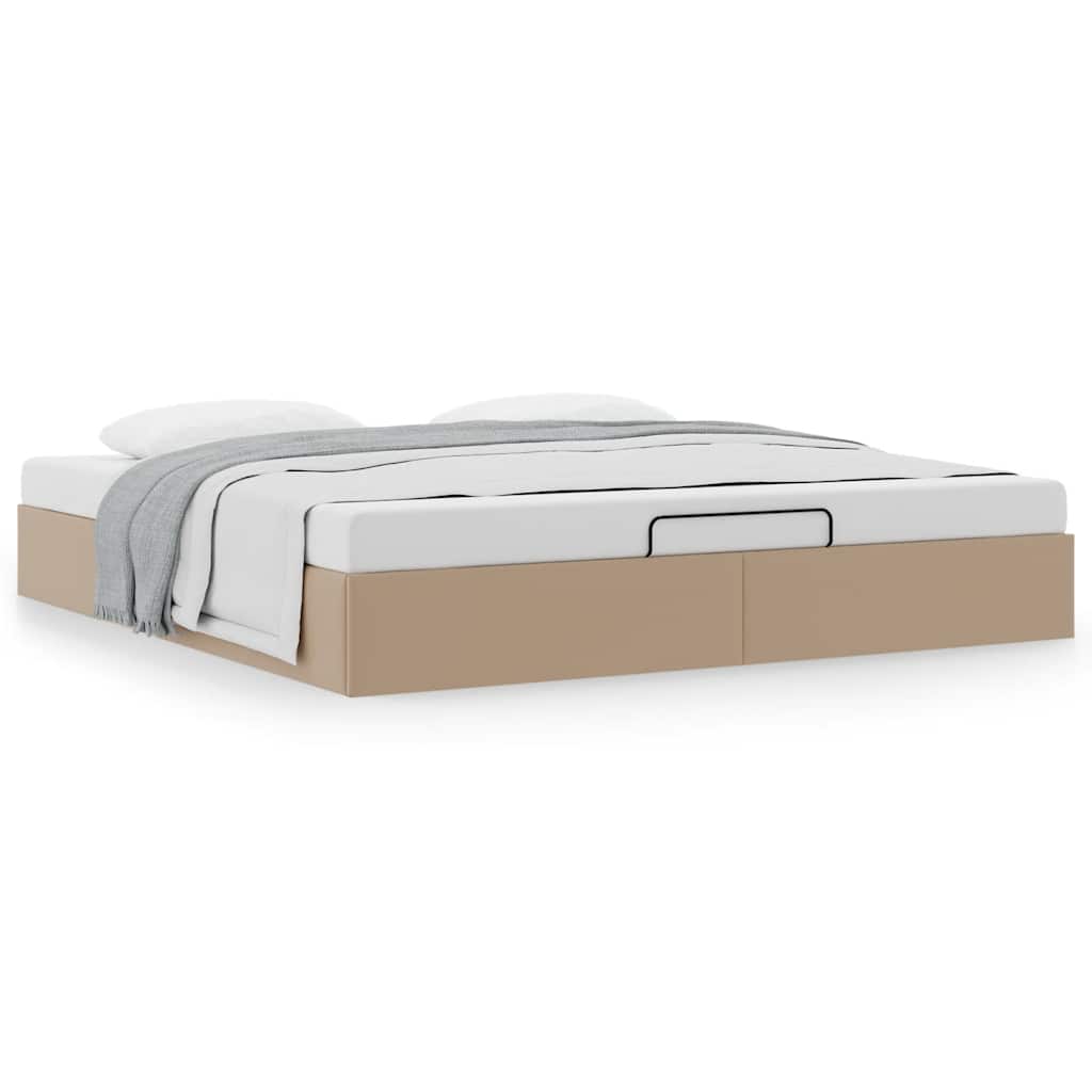 osmannisk sengeramme uden madras 200x200cm kunstlæder cappucino