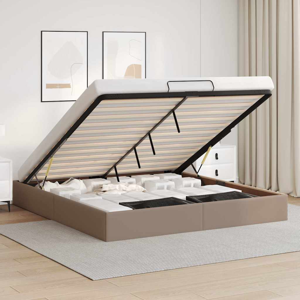 osmannisk sengeramme uden madras 200x200cm kunstlæder cappucino
