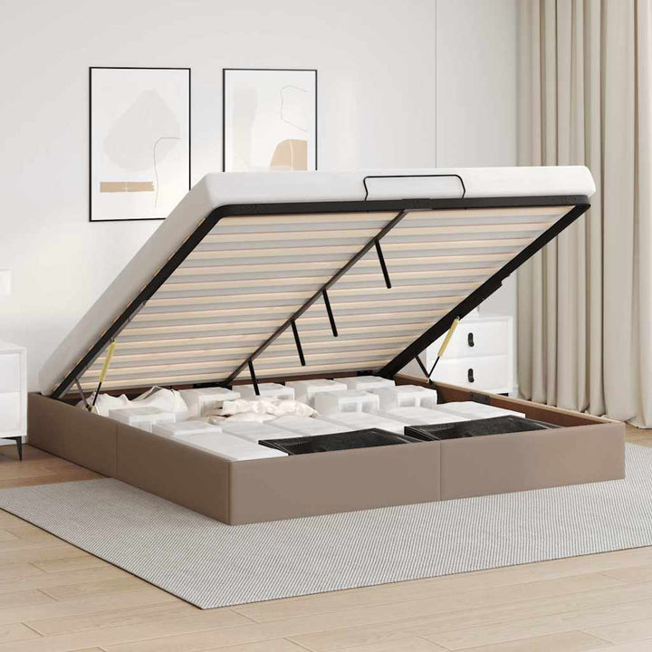 osmannisk sengeramme uden madras 200x200cm kunstlæder cappucino