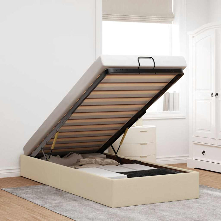 osmannisk sengeramme uden madras 80x200 cm stof cremefarvet