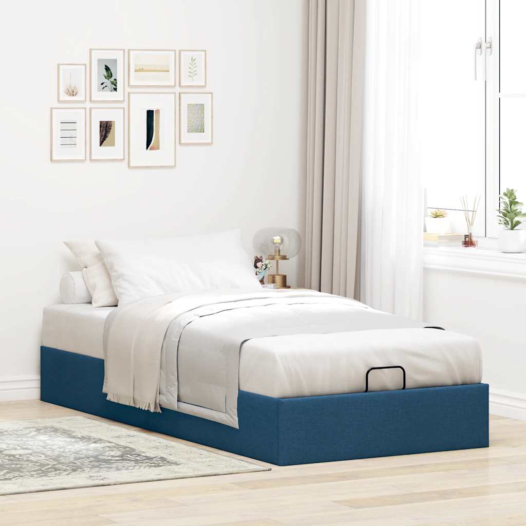 osmannisk sengeramme uden madras 90x200 cm stof blå