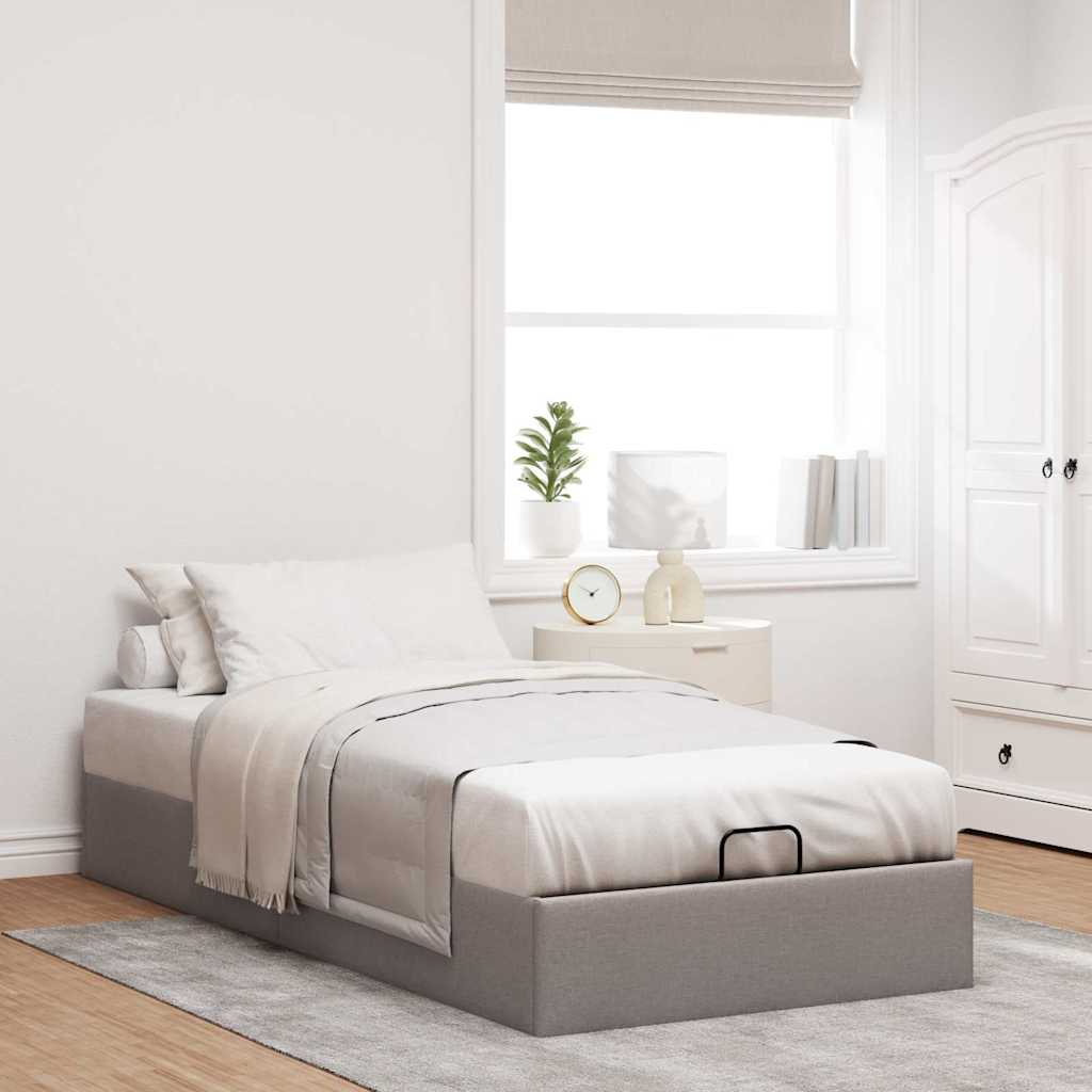 osmannisk sengeramme uden madras 100x200 cm stof gråbrun