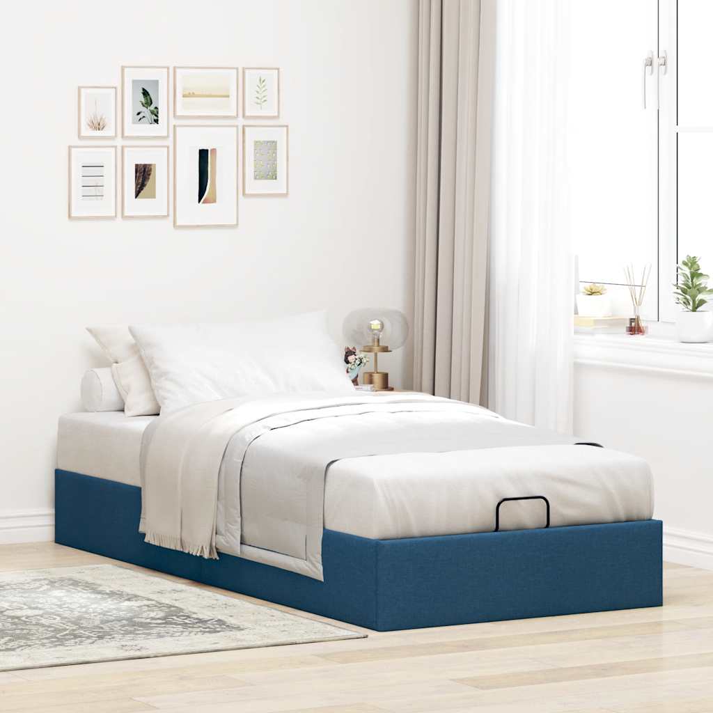 osmannisk sengeramme uden madras 100x200cm stof blå